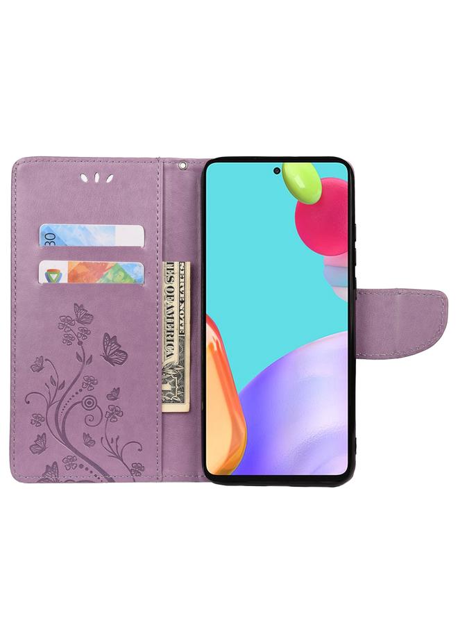 S-TOP Case For Samsung Galaxy A53 5G Butterfly Flower Pattern Horizontal Flip Leather Phone Case with Card Slot & Holder - Image 4