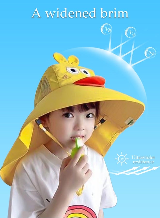 DUNISO Kids Sun Hat UPF 50+ Sun Protection Cap, Wide Brim Beach Hats with Mesh and Adjustable Chin Strap Cartoon Sun Hat for Girl Boy Ages 2~10 - Image 2