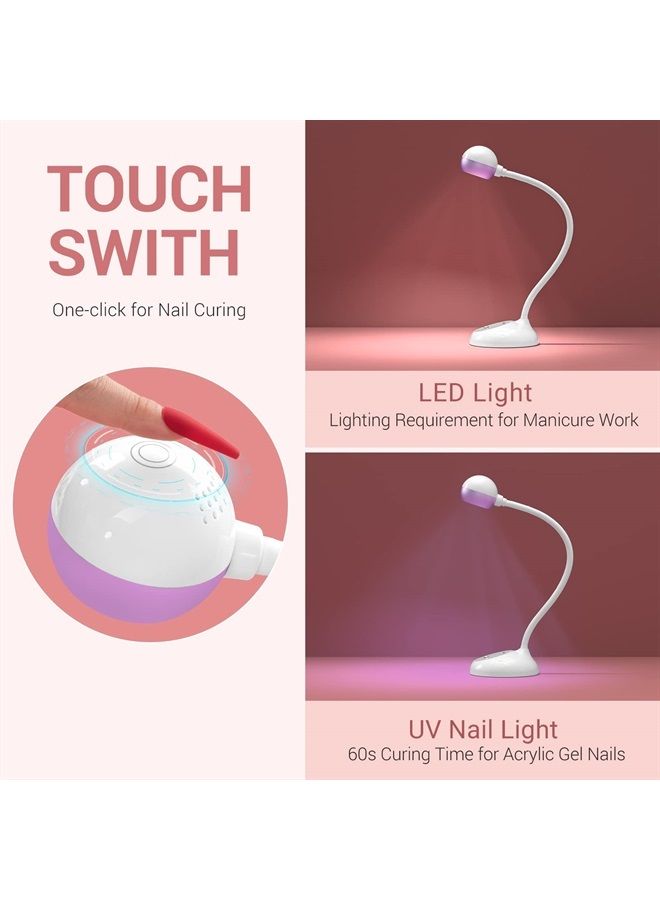 MelodySusie 2 in 1 Nail Art Lamp, Professional UV LED Light for Gel Nails, Rechargeable Cordless Gel Nail Lamp with Touch Switch Gooseneck for Nail Extension, Flash Curing Light for Nail Art - Image 2