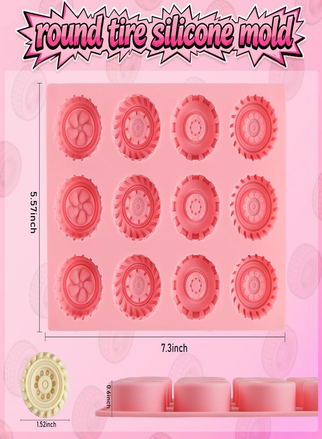Vidotim 2Pcs 3D Round Silicone Tire Mold for Chocolate, 12-Cavity Silicone Truck Wheel Mold for Chocolate, Candy, Jelly, Fondant. - Image 3