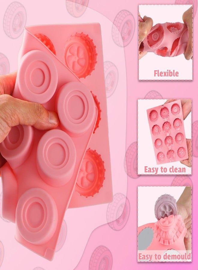 Vidotim 2Pcs 3D Round Silicone Tire Mold for Chocolate, 12-Cavity Silicone Truck Wheel Mold for Chocolate, Candy, Jelly, Fondant. - Image 4