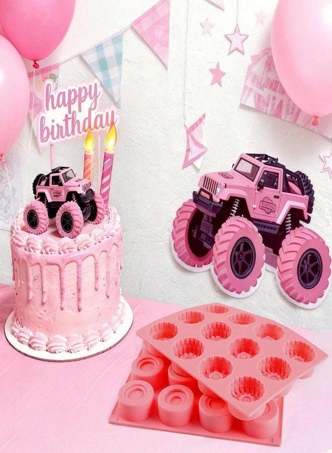 Vidotim 2Pcs 3D Round Silicone Tire Mold for Chocolate, 12-Cavity Silicone Truck Wheel Mold for Chocolate, Candy, Jelly, Fondant. - Image 2