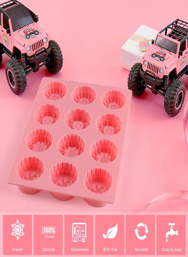 Vidotim 2Pcs 3D Round Silicone Tire Mold for Chocolate, 12-Cavity Silicone Truck Wheel Mold for Chocolate, Candy, Jelly, Fondant. - Image 5