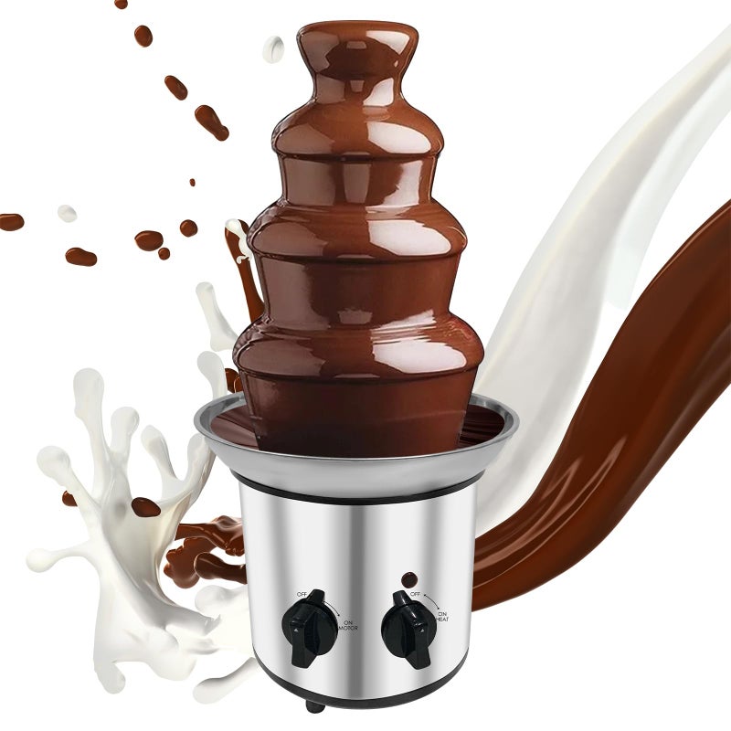 Ottapic Chocolate Fountain Machine Electric Chocolate Fondue Fountain Machine 4 Tier Stainless Steel 4Pound Capacity for Chocolate Butter Cheese