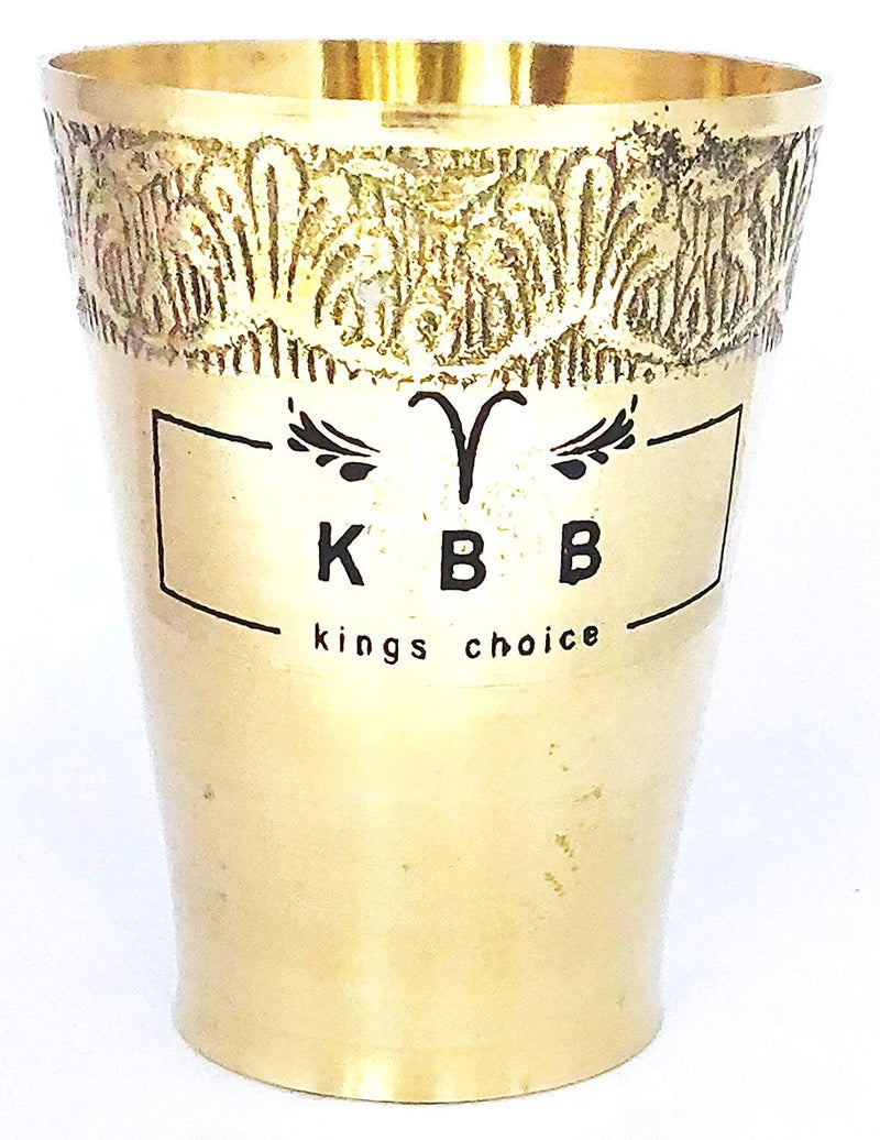 KBB Brass Glass AMBOSSED Pooja Glass Big250 ML Pack of 6 - Image 2