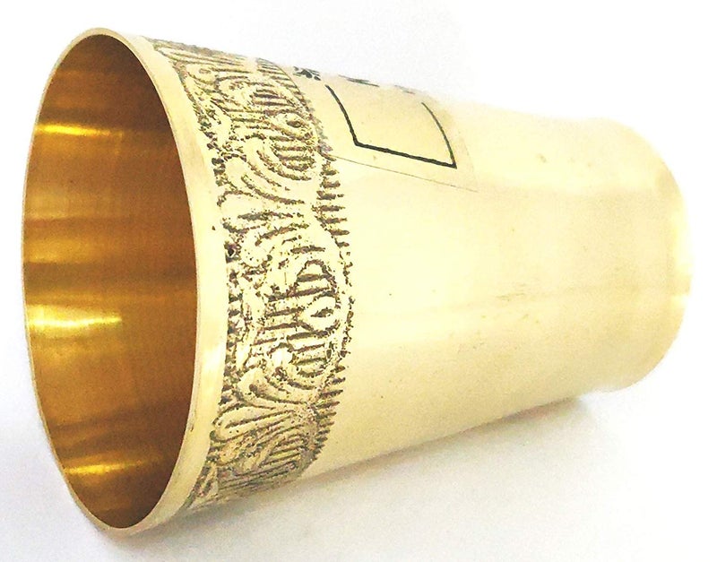 KBB Brass Glass AMBOSSED Pooja Glass Big250 ML Pack of 6 - Image 3