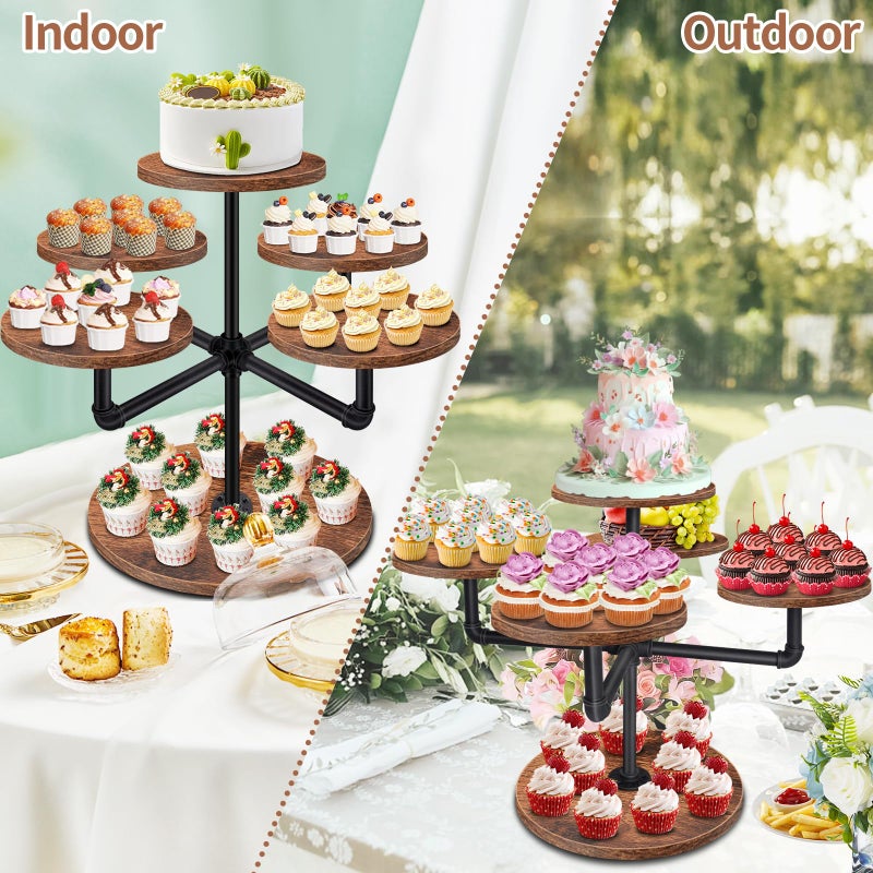 LLAXERGU Cupcake Stand, 3 Tier Cupcake Tower Large Cupcake Stand for 50 Cupcakes Wood Cake Stand Tiered Tray Stand Dessert Table Display Set Tiered Cake Stand for Party, Wedding, Birthday - Image 5