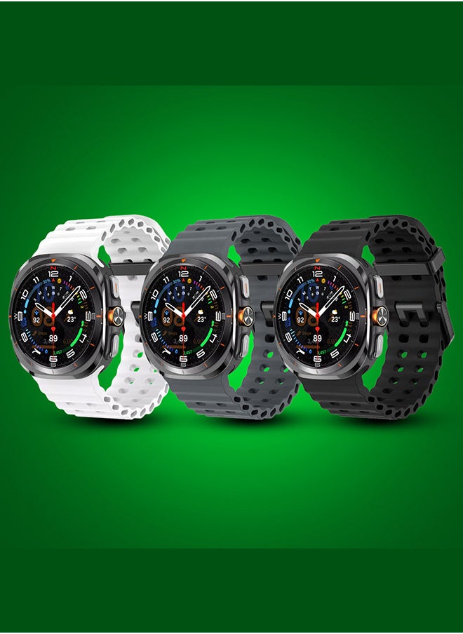 CATANES - (for Samsung Galaxy Watch 7 Ultra) 3 Pack Silicone Band Soft Ocean Silicone Sport Strap Replacement Accessory - Image 1