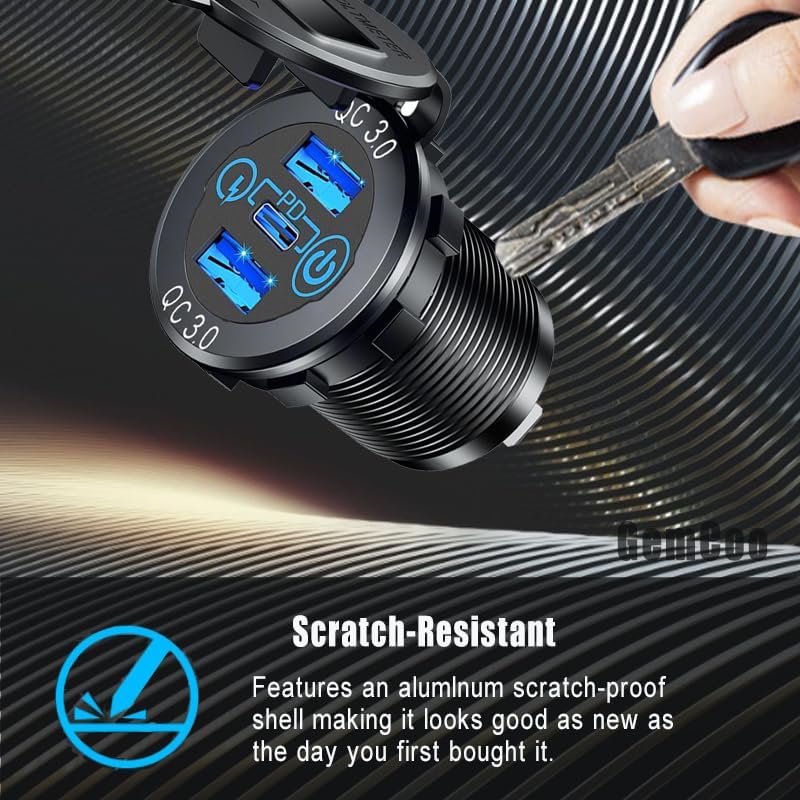 GemCoo 2 Packs PD Type C Car Charger Socket with Dual Quick Charge 3.0 - Image 4