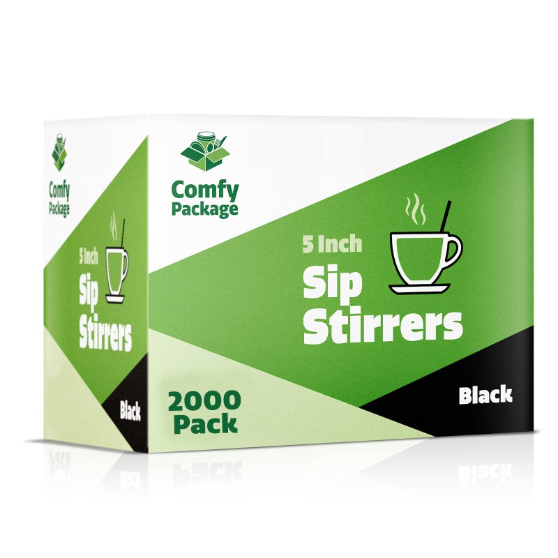 Comfy Package [5 Inch - 2000 Count] Coffee & Cocktail Stirrers/Straws Disposable Plastic Sip Stir Sticks - Black - Image 5