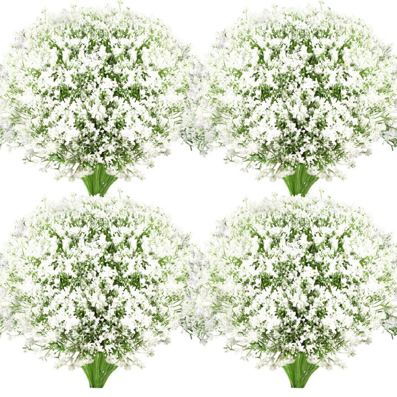 Ysleen 48 Pieces Artificial Flowers Plastic Baby Breath Flowers Faux Gypsophila DIY Floral Bouquets Arrangement Baby Breath Wedding Party Decoration for Party Home Office Garden Decor White