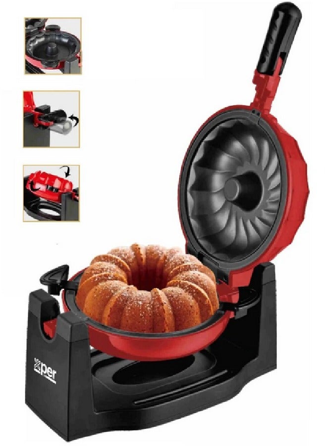 XPER Cake Maker - 1200 Watt - Non-Stick - Red - XPCM-12R - Image 2