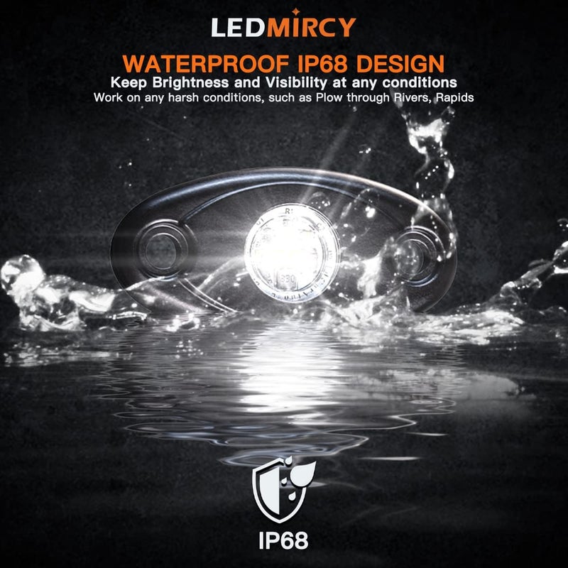 LEDMIRCY مصابيح LEDMIRCY الصخرية البيضاء النقية 6 قطع R1 فائقة السطوع LED مصابيح صخرية بيضاء للطرق الوعرة والشاحنات وATV وUTV وSUV وإضاءة تحتية نيون وإضاءة تحت الهيكل Trail TRAI Rig عالية الطاقة مقاومة للماء مضادة للصدمات - Image 2