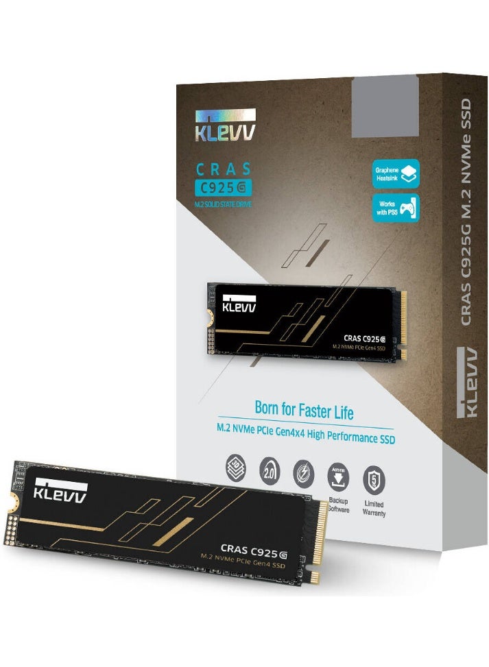 Klevv CRAS C925G M.2 NVMe SSD PCIe Gen4x4, 1TB Capacity, 7400MB/s High Speed 3D TLC Gaming SSD with Graphene Copper Heatsink AES 256 Encryption | K01TBM2SP0-25G - Image 1