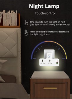 PEGANT 3 in 1 Outlet Extension, 2 Universal Outlets, 20W USB-С Quick Charge, 2  USB-A QC3.0, with Night Light  - Image 5