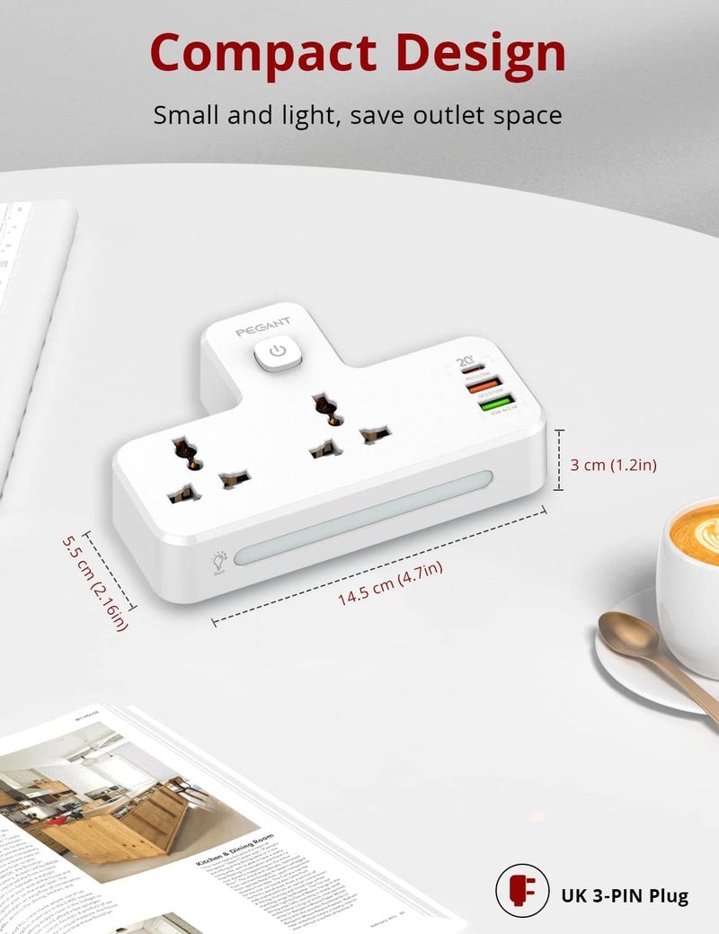 PEGANT 3 in 1 Power Extension Socket with USB Ports - Image 3