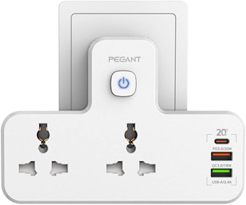 PEGANT 3 in 1 Power Extension Socket with USB Ports - Image 1