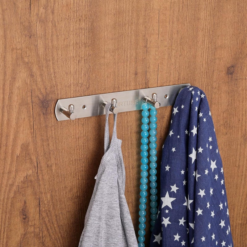 FORTUNE Premium Hook PlateHook Patti Stainless Steel Coat Bath Towel Hook Hanger Rail Bar 2 4 Hooks - Image 4