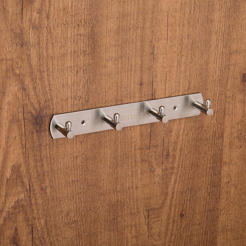 FORTUNE Premium Hook PlateHook Patti Stainless Steel Coat Bath Towel Hook Hanger Rail Bar 2 4 Hooks - Image 2