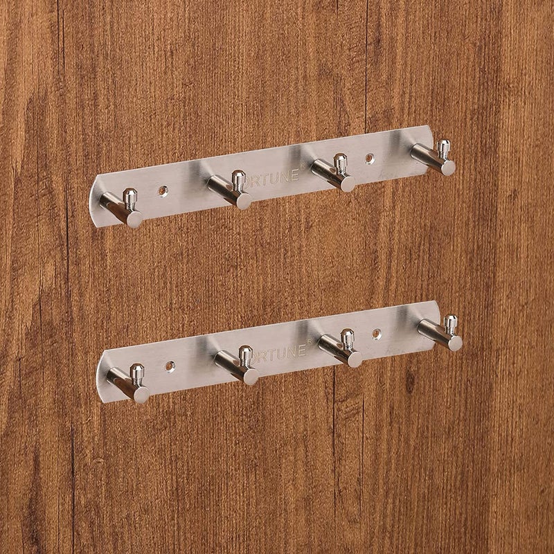 FORTUNE Premium Hook PlateHook Patti Stainless Steel Coat Bath Towel Hook Hanger Rail Bar 2 4 Hooks - Image 1