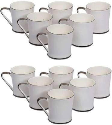 LVOOK Bone China Fine Tableware Impression Series Terracotta Matte Tea Cup Set for Home Office Hotel Pack of 12 White 170 - Image 1