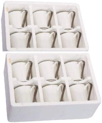 LVOOK Bone China Fine Tableware Impression Series Terracotta Matte Tea Cup Set for Home Office Hotel Pack of 12 White 170 - Image 2