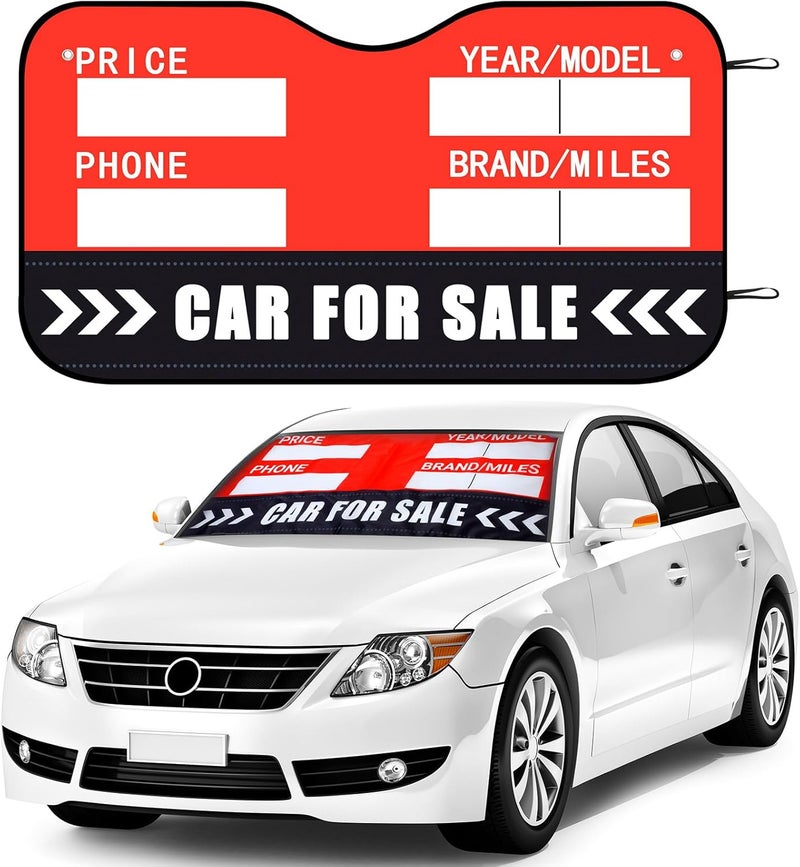 Jingmore Car Windshield For Sale Sign and Sun Shade - 48 x 27.5 Inches - Image 1