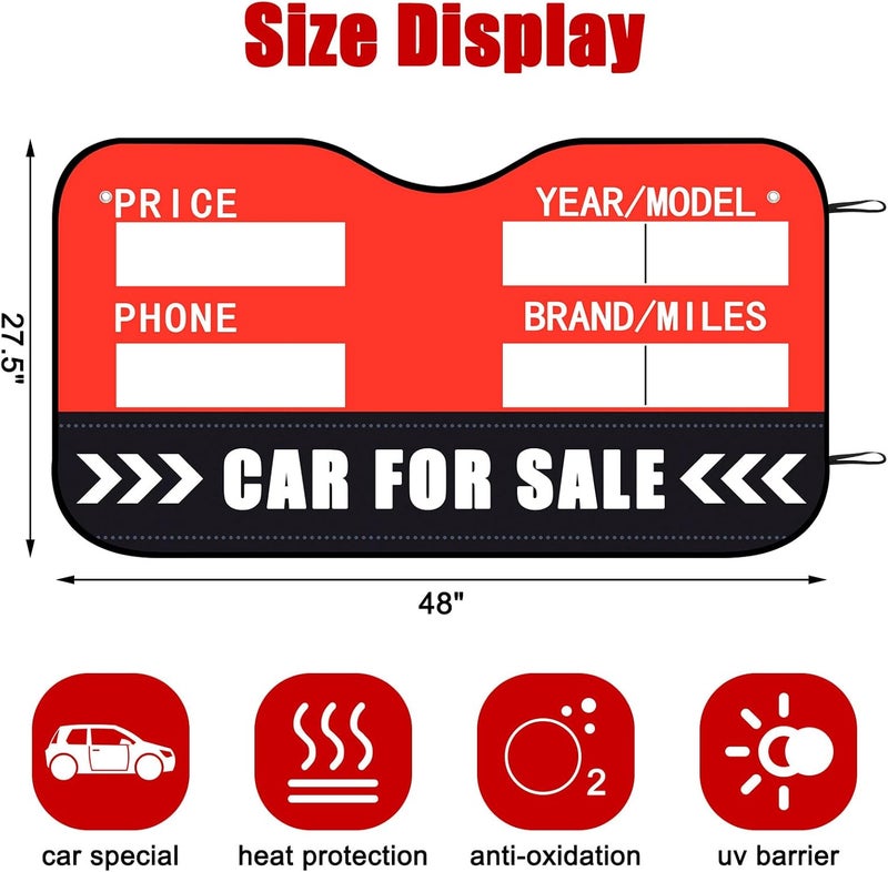 Jingmore Car Windshield For Sale Sign and Sun Shade - 48 x 27.5 Inches - Image 2