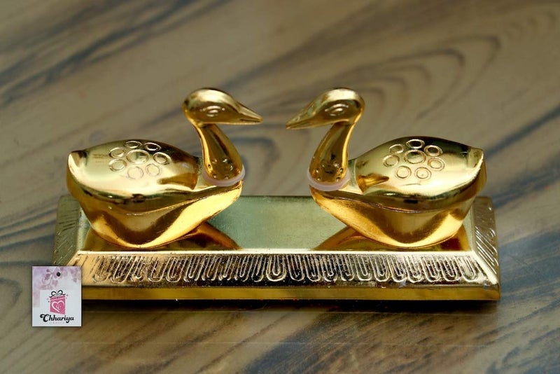 CHHARIYA CRAFTS Metal Laxmi Ganesh Idol with Diya and Kumkum Box Kissing Duck for Pooja Home and Office Combo Offer for Diwali Gift (Diwali Offer, Standard) - Image 3