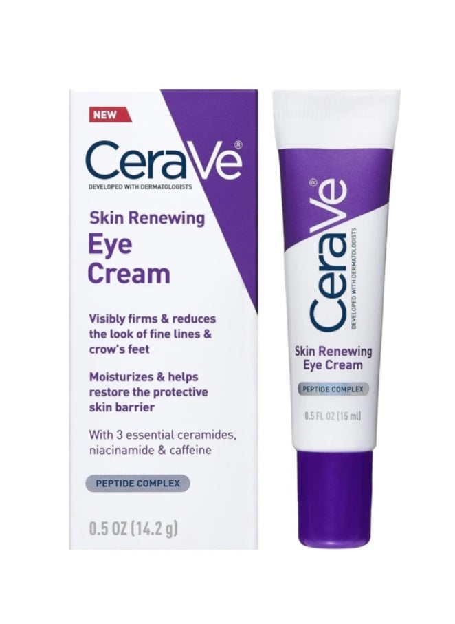 CERA CeraVe Eye Cream for Wrinkles Under Eye Cream with Caffeine, Peptides, Free & Ophthalmologist Tested 0.5 Ounces, 0.5 Ounce (Pack of 1)  - Image 1