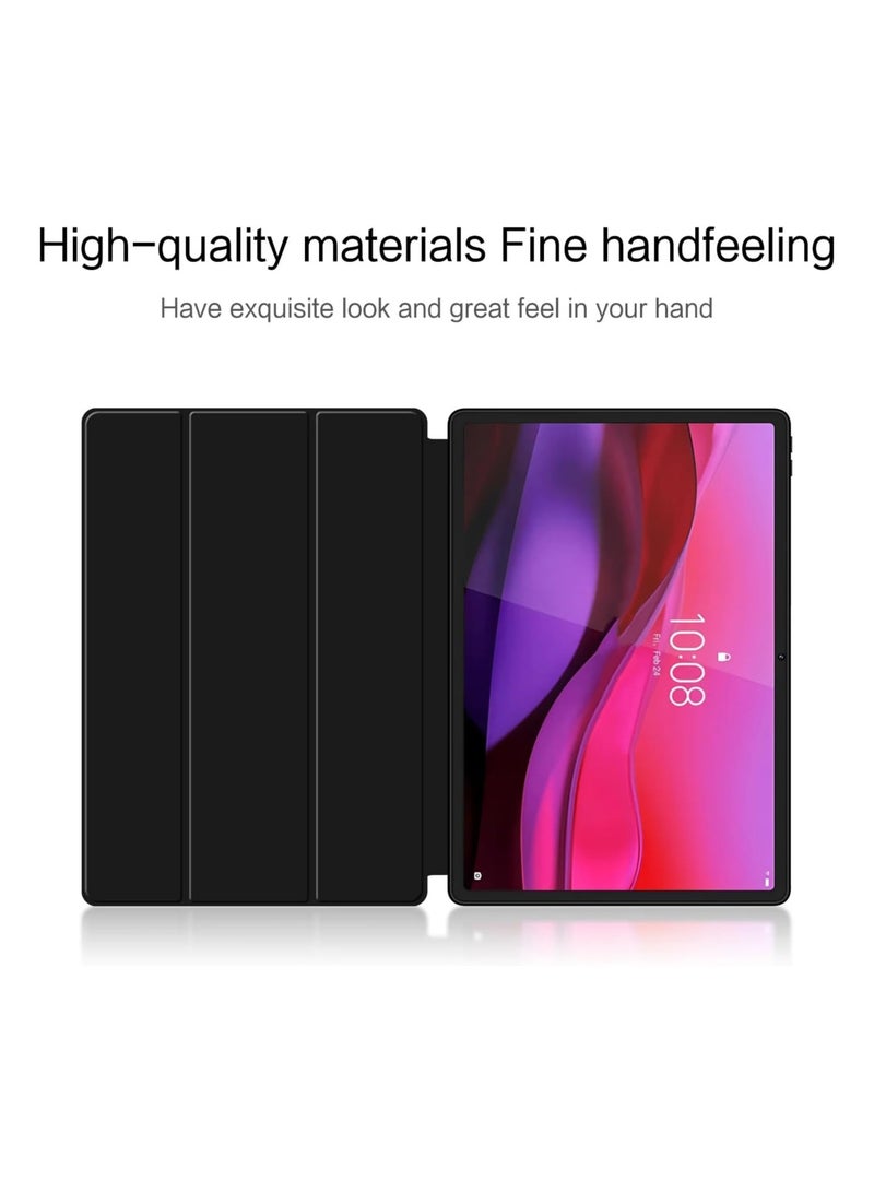 Protective case for Lenovo Yoga Tab Plus 12.7-inch 2025 TB520FU, lightweight tri-fold PU leather flap with auto sleep/wake function, soft silicone TPU shockproof case - Image 2