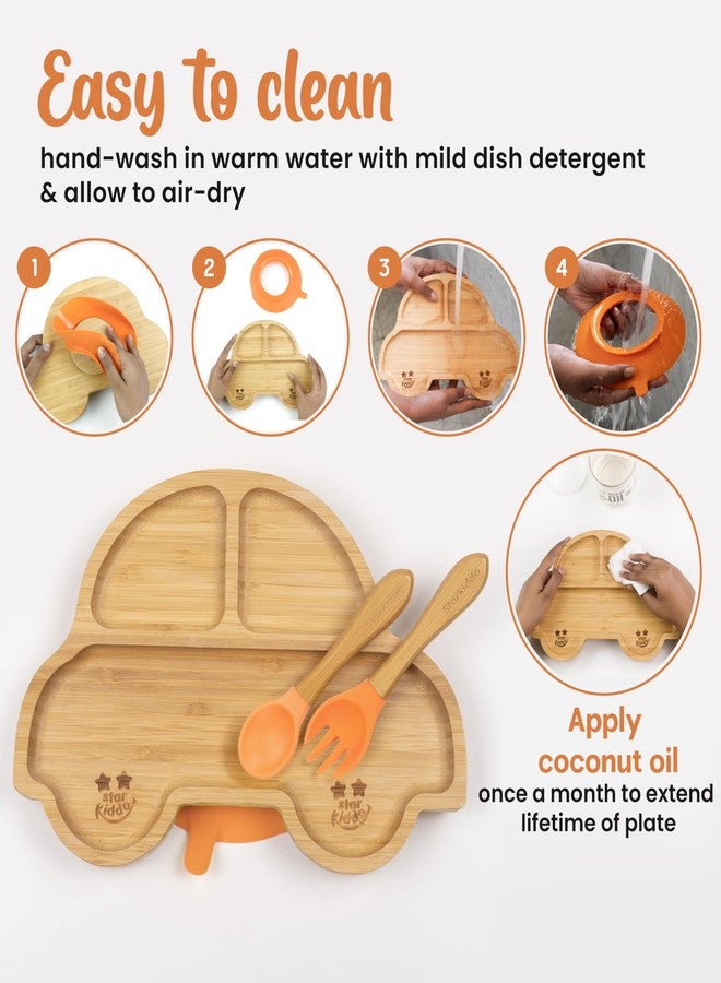 StarKiddo®️ Bamboo Racer Baby Plate - Suction Plate for Kids and Toddler | 3 Sections | Non-Toxic | Ideal for Baby-Led Weaning (Green) - Image 5