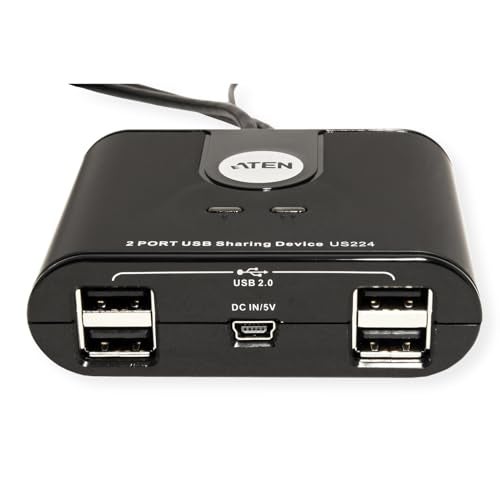 ATEN US224 2 × 4 مفتاح USB 2.0 لمشاركة الأجهزة الطرفية 2 كمبيوترات تشارك 4 أجهزة مع محدد منفذ عن بُعد بسيط مدعوم بمحول طاقة USB اختياري - ويندوز ماك لينوكس - Image 3