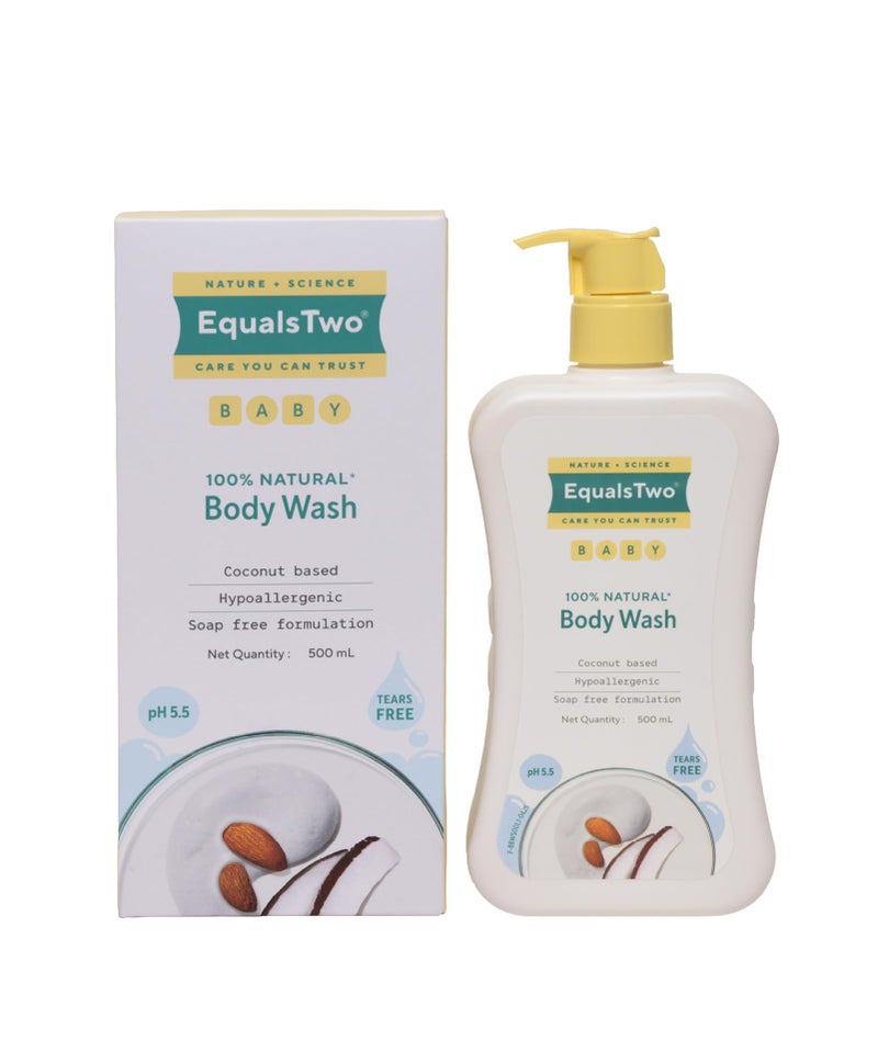 EQUALSTWO by Zydus Baby Body Wash 500ml, Tear-free & Soap-free, Head to Toe Baby Wash for Bath, Hypoallergenic & Dermatologically Tested, pH 5.5, Gentle Hydration for All Skin Types, (Pack 1) - Image 1