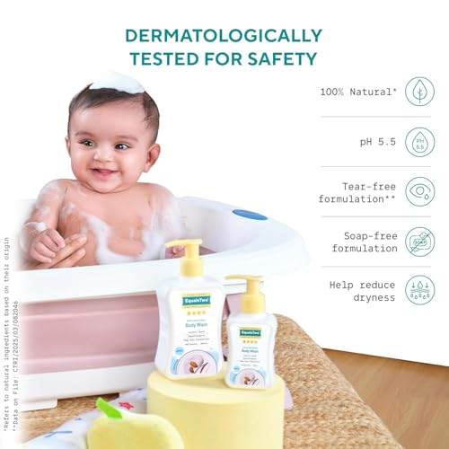 EQUALSTWO by Zydus Baby Body Wash 500ml, Tear-free & Soap-free, Head to Toe Baby Wash for Bath, Hypoallergenic & Dermatologically Tested, pH 5.5, Gentle Hydration for All Skin Types, (Pack 1) - Image 4