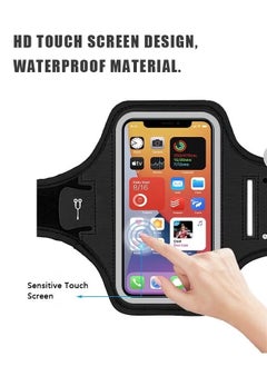 Generic Touch Screen Phone Sports Armband Bag, PU Waterproof Reflective Strip Multifunctional Storage Running Armband Pouch, Adjustable Strap and Card Key Pocket Phone Holder (Black)  - Image 3