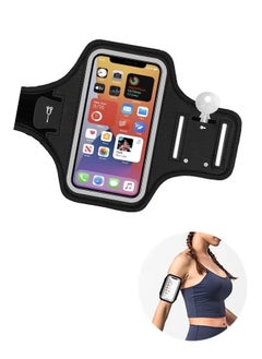 Generic Touch Screen Phone Sports Armband Bag, PU Waterproof Reflective Strip Multifunctional Storage Running Armband Pouch, Adjustable Strap and Card Key Pocket Phone Holder (Black)  - Image 1