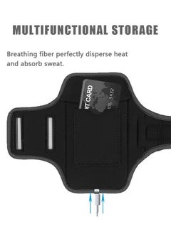 Generic Touch Screen Phone Sports Armband Bag, PU Waterproof Reflective Strip Multifunctional Storage Running Armband Pouch, Adjustable Strap and Card Key Pocket Phone Holder (Black)  - Image 4