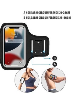 Generic Touch Screen Phone Sports Armband Bag, PU Waterproof Reflective Strip Multifunctional Storage Running Armband Pouch, Adjustable Strap and Card Key Pocket Phone Holder (Black)  - Image 5