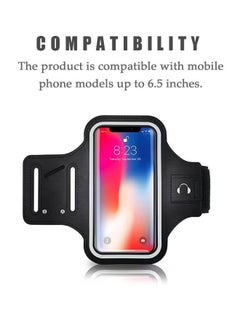 Generic Touch Screen Phone Sports Armband Bag, PU Waterproof Reflective Strip Multifunctional Storage Running Armband Pouch, Adjustable Strap and Card Key Pocket Phone Holder (Black)  - Image 2