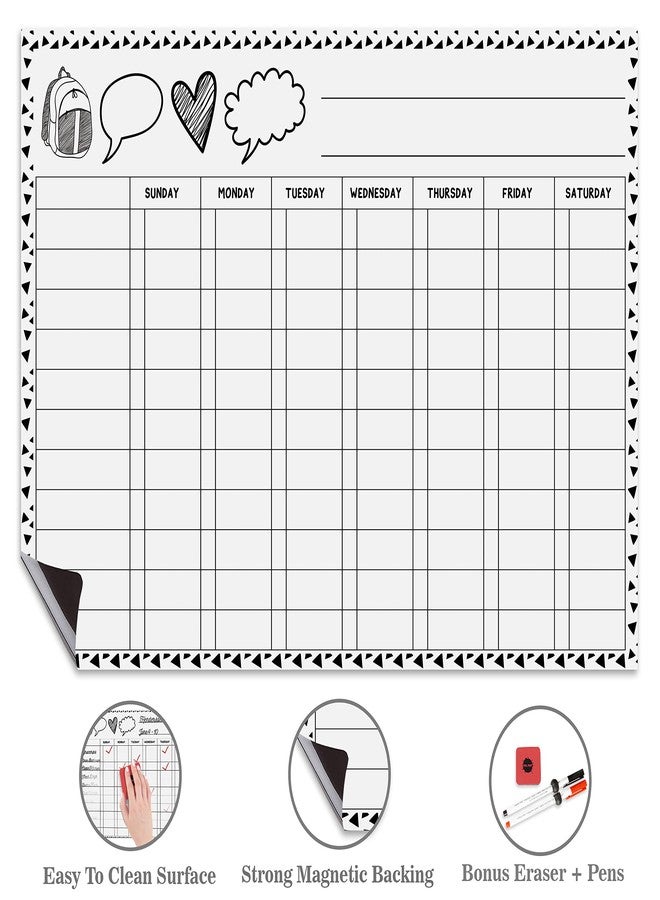 Inkdotpot Magnetic Whiteboard Heart Chore Chart for Refrigerator - Dry Erase Behavior Chart for Kids Responsibility Chart with 2 Fine Tip Marker & Eraser - Image 3
