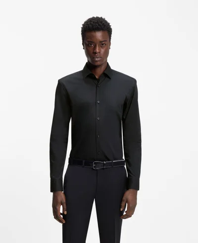HUGO Slim-fit shirt in easy-iron cotton poplin