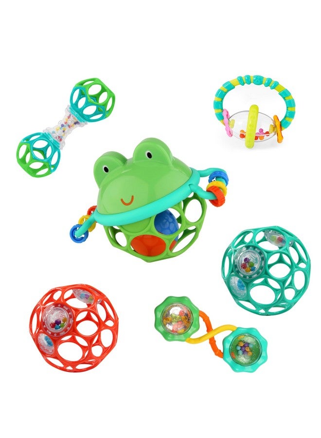 Bright Starts Little Shakers 6pc Gift Set, Easy-Grasp Oball Technology, Baby Rattles, Balls and Teethers, On-The-Go Toys, Lightweight, Unisex, Newborn+ - Image 1