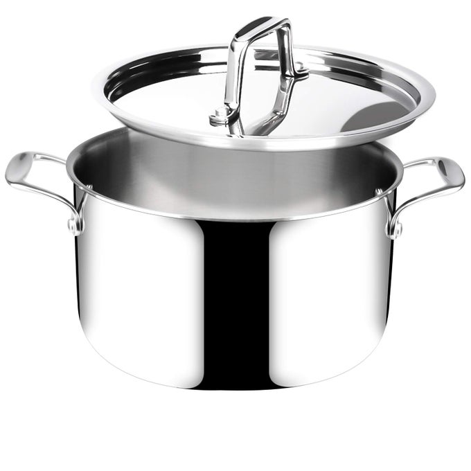 65 QUART STAINLESS STEEL STOCK POT WITH LID 3PLY COOKING POT FOR SOUP RICE STEW OVEN AND DISHWASHER SAFE COMPATIBLE WITH INDUCTION CERAMIC HALOGEN GAS STOVE