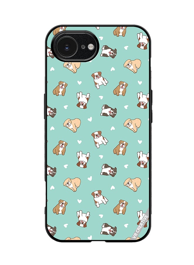 Protective Case Cover For Apple iPhone 16e Cartoon Bulldog Dog Design Multicolour