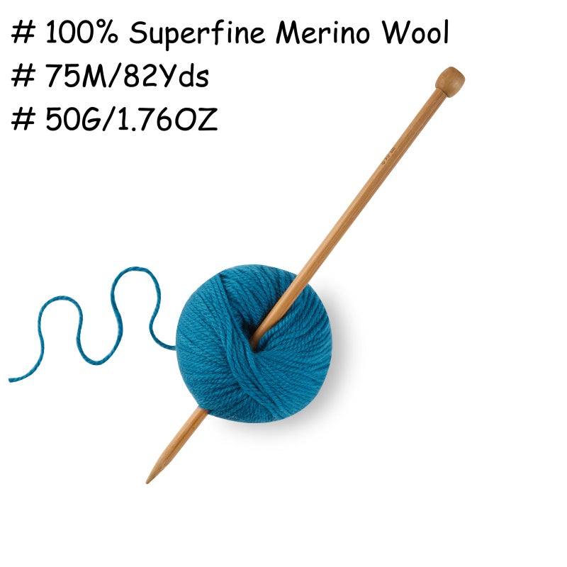 Gisimo 100% Merino Wool Yarn 3-Ply Luxurious and Soft Yarn for Hand Knitting & Crocheting (Jazz Blue,1Ball) - Image 3