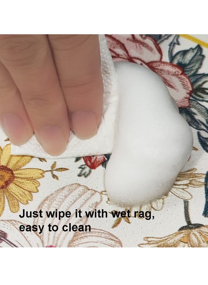 SYOSI - Sink Splash Guard Mat Floral Pattern Faucet Mat Sink Faucet Absorbent Mat Soft Texture Strong Anti-slip Quick Water Absorption Moderate Thickness Smooth Edges En-Friendly Odorlessfor Bathroom - Image 1