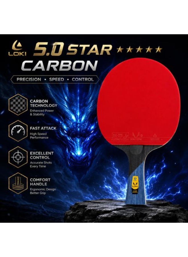 Lokay Loki Carbon Table Tennis Racket (5 Star Class) – Professional Racket – High Speed ​​and Precise Control - Image 4