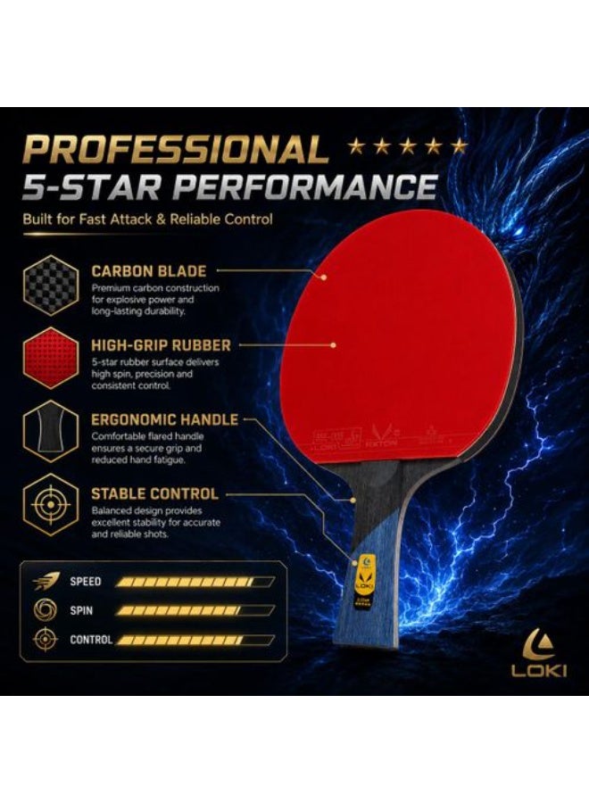Lokay Loki Carbon Table Tennis Racket (5 Star Class) – Professional Racket – High Speed ​​and Precise Control - Image 3