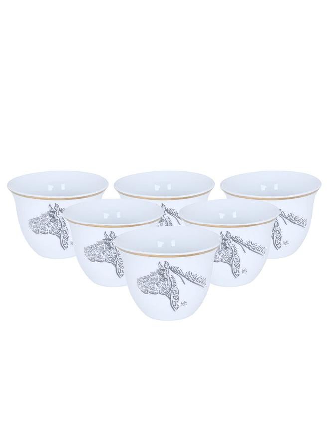 السيف غاليري طقم فناجين قهوة عربية 12 قطعة 90 مل نقشة حصان بيج - Image 2